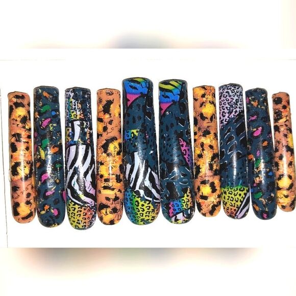 Hand crafted custom 10pc xxl long acrylic press on nails sz large - Picture 1 of 5